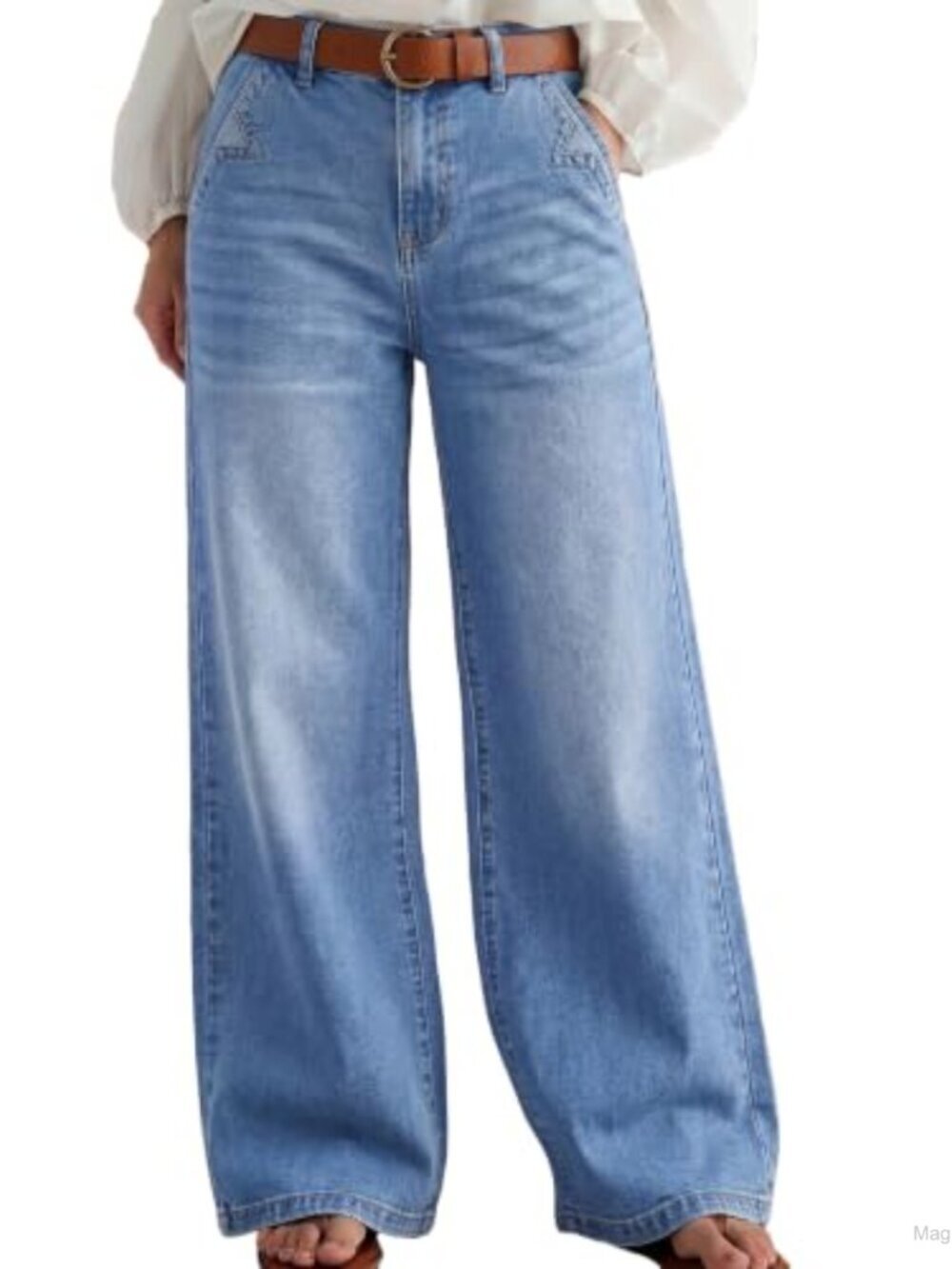 Wide Leg Baggy Stretchy Jeans Mid Waist Denim Pants